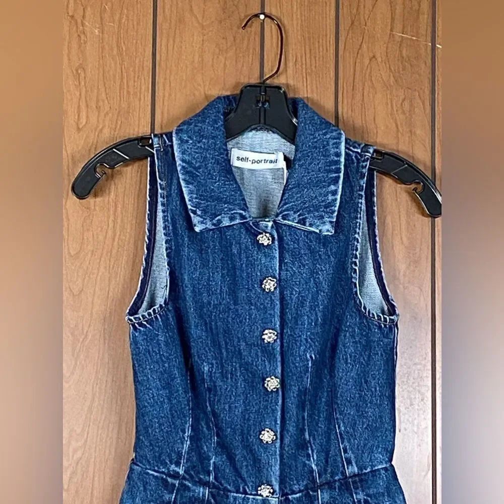 Self-Portrait Denim Vest size 2 - Picture 7 of 12